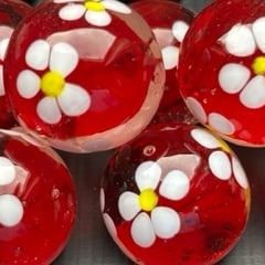 Weiße Blume - rot 16mm